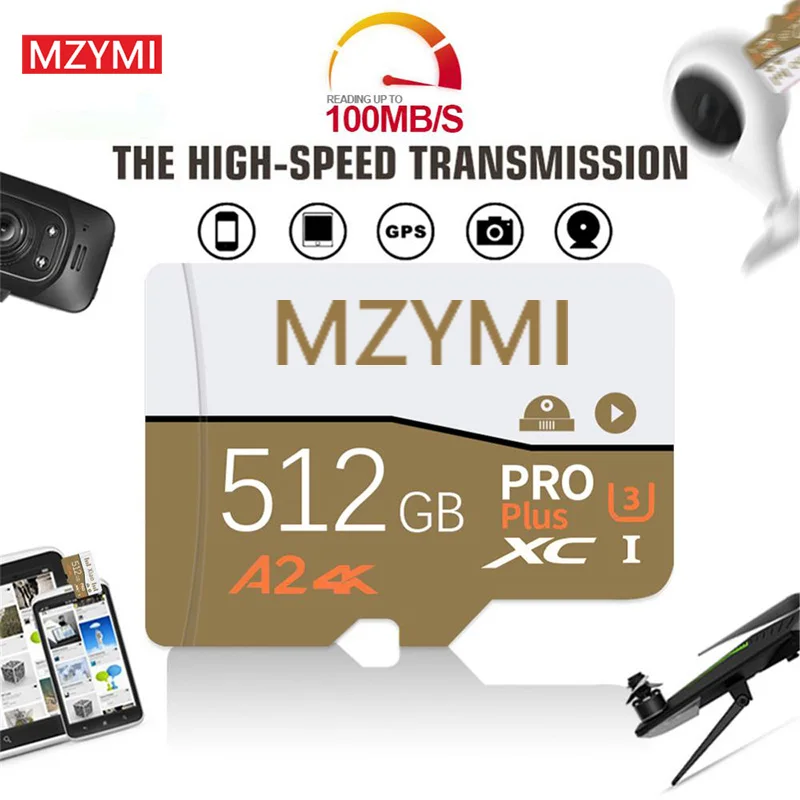 

MZYMI Original Memory Card 2TB Pro Plus High Speed Flash Micro TF Cards A2 U3 4K Expanded Data Storage 1TB 512GB 32GB For Phone