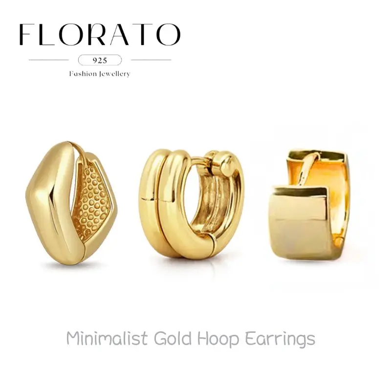 NEW 925 Silver Needle Maximalism Gold Hoop Earrings For Women Double Layer Geometric Prismatic Ear Buckle Fashion Party Jewelry
