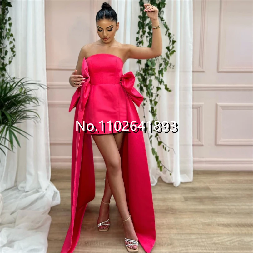 Side Big Bow Formal Evening Dresses Off Shoulder Knee Length Backless Occasional Prom Dress Homecoming Party Gowns Custom Color