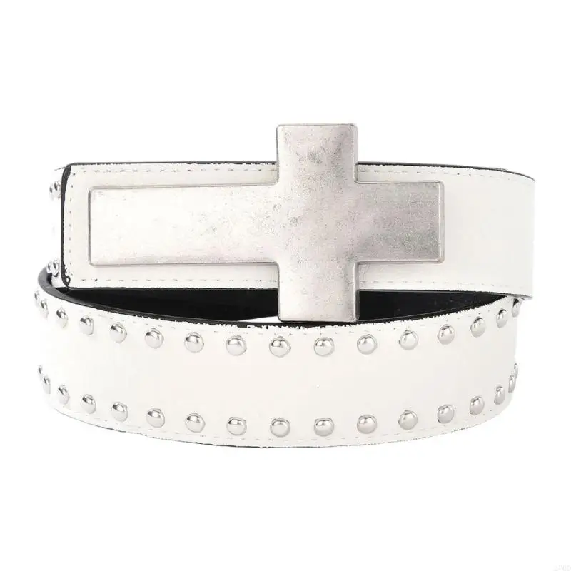 Adjustable Studded Waist Belt with Front Hardware Detail, PU Look Finish, and 105 Wear for Party Looks and Daily Styling