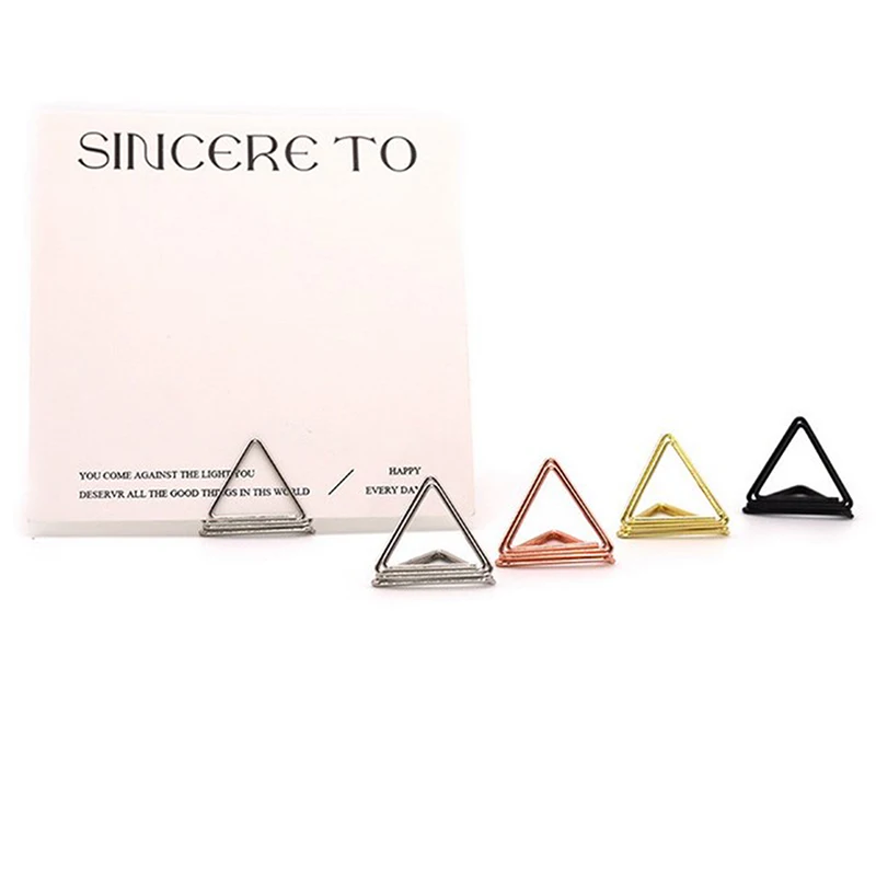 Soportes triangulares de Metal para tarjetas, 10 piezas, soporte de mesa para números, Clips para fotos, soportes de exhibición de imágenes, decoración de escritorio