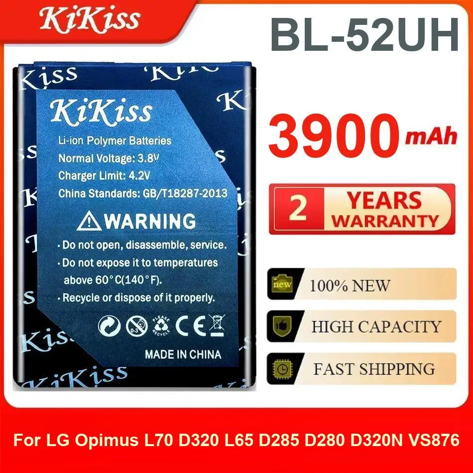 

Kikiss Battery For LG Opimus L70 D320 L65 D285 D280 D320N VS876,BL-52UH,3900Mah
