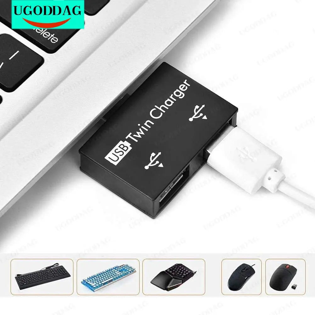 ใหม่ Mini USB Hub 2พอร์ต USB คู่ชาร์จ Splitter อะแดปเตอร์ชุดอะลูมินัมอัลลอย PC พกพาขนาดเล็กทนทาน Mini USB Hub สำหรับชาร์จ