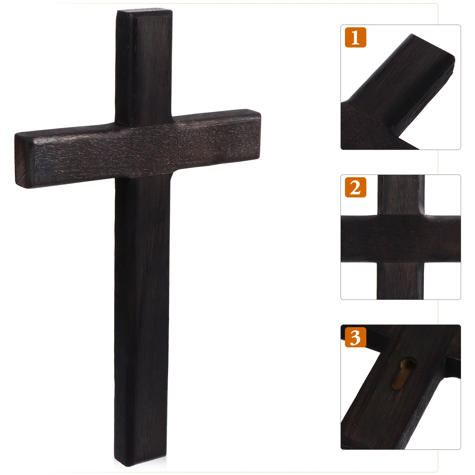 1pc Decorative Wood Cross Solid Wood Cross Craft Christian Cross Pendant (Black) Wood Cross Pendant Wooden Cross Crafts