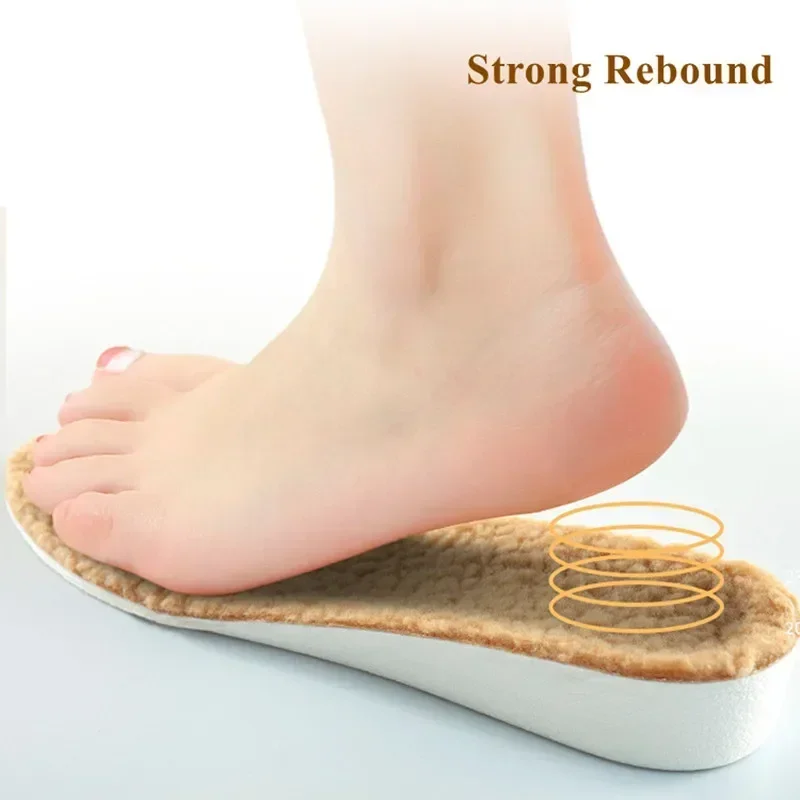 1Pair Winter Warm Shoes Insole for Feet Sports Shock Absorption Height Increase Insoles Men Women Fur Shoes Pads Growing Sole