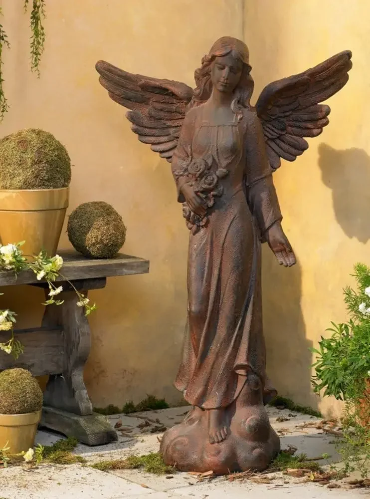 Hill Large Tall English Tudor Angel Garden Statue Sculpture Catholic Religious Holy Decor Outdoor Garden Front Porch Patio Yard