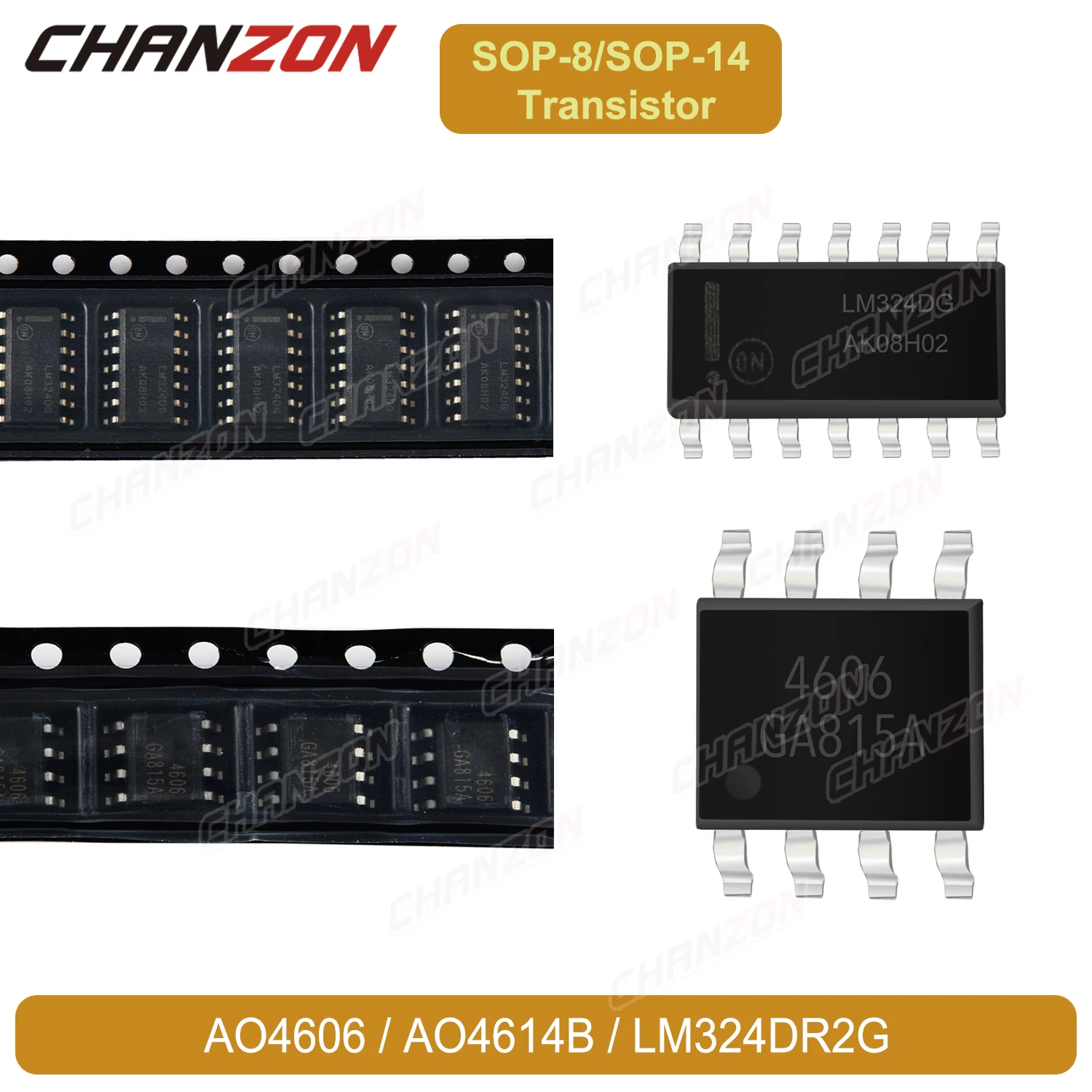 SOP8 AO4606 AO4614B AO4614 Complementary Trench MOSFET SOP14 LM324DR2G Quad Operational Amplifier Transistor Bipolar Junction