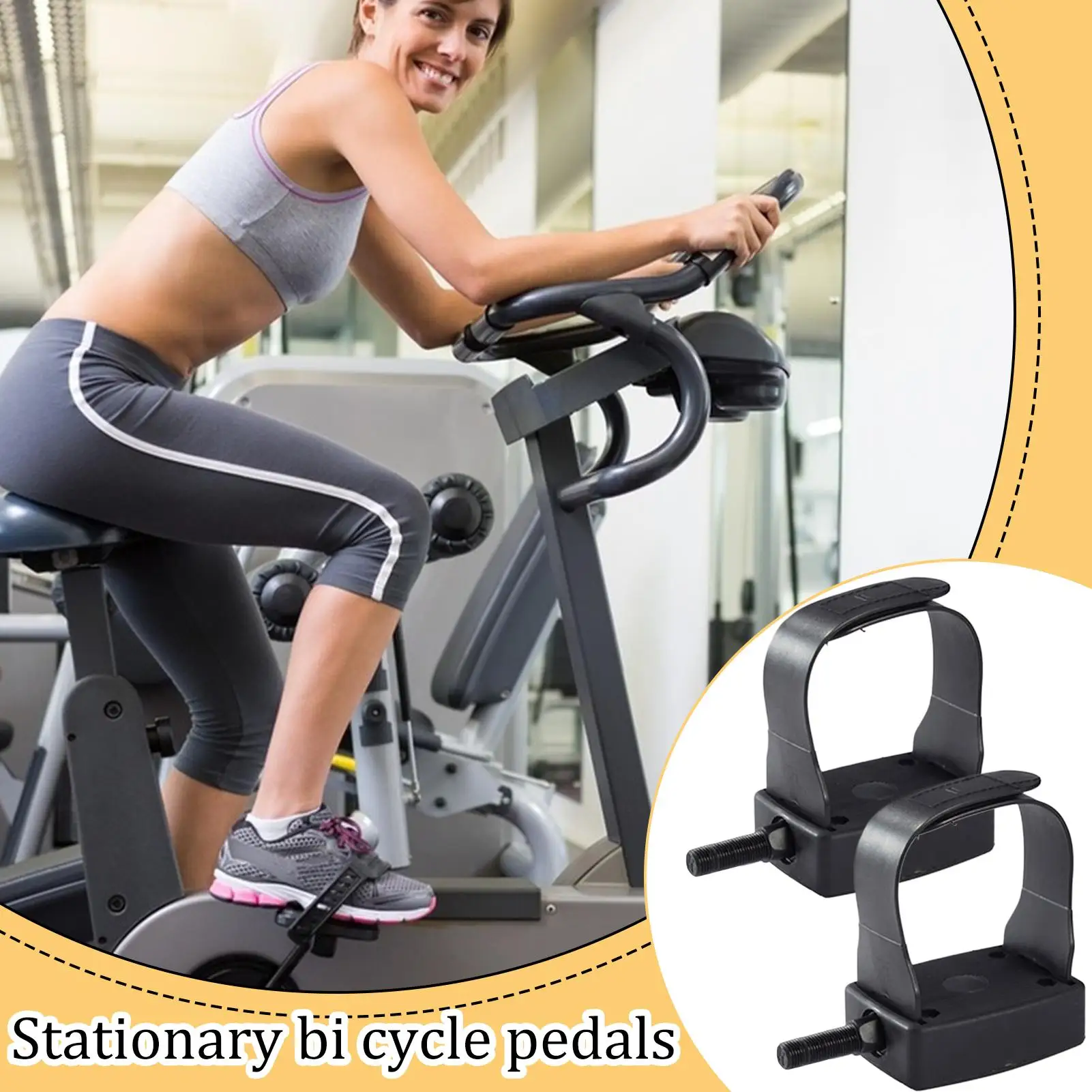 

Stationary Bike Pedals Replacement Exercise Bike Equipment Pedals With Straps 2 Pieces Adjustable Fitness Exerciser Accessories