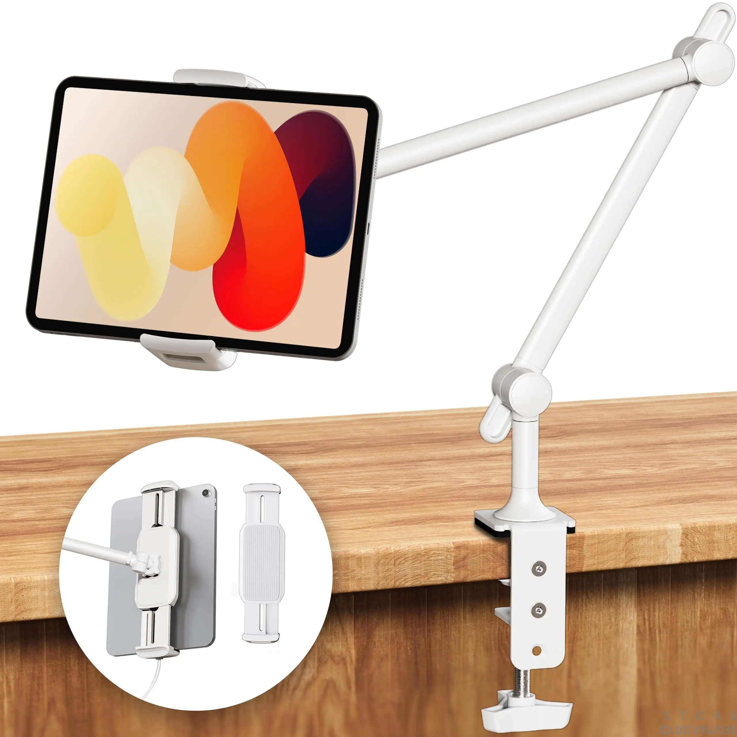 

Aluminum Tablet Stand Holder Clamp Mount with 360° Adjustable Long Arm, Tablet Holder for 4"-13" IPhone, IPad , Kindle, Switch