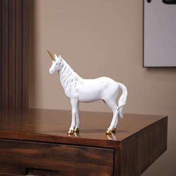 Unicorn resin craft decoration, creative simple desk ornament, office, living room, wine cabinet, TV cabinet, home Deco