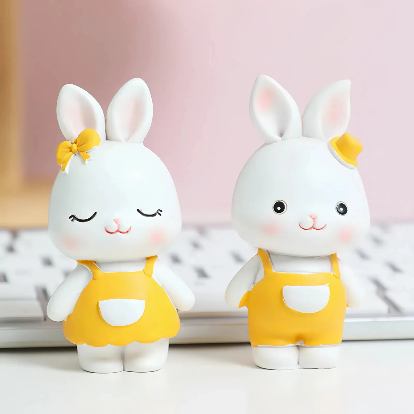 Mooie Konijn Ornament Schattig Paasdecoratie Konijn Miniatuur Beeldjes Miniatuur Landschap Home Decor Mini Konijn Model Speelgoed