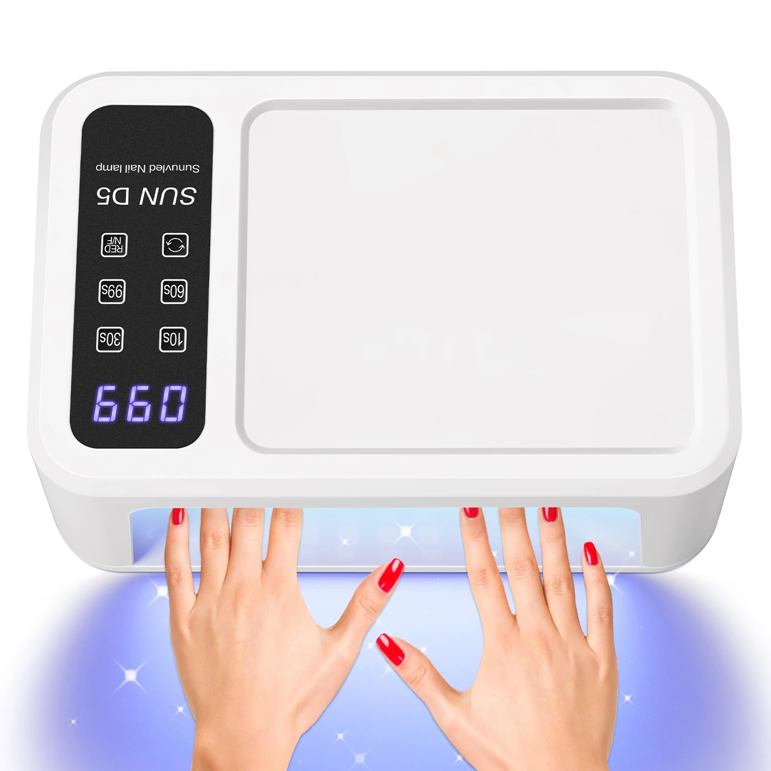 

SUN D5 UV/LED Nail Lamp with 4 Timer Settings, 108 Powerful Beads and Red Light Whitening Mode