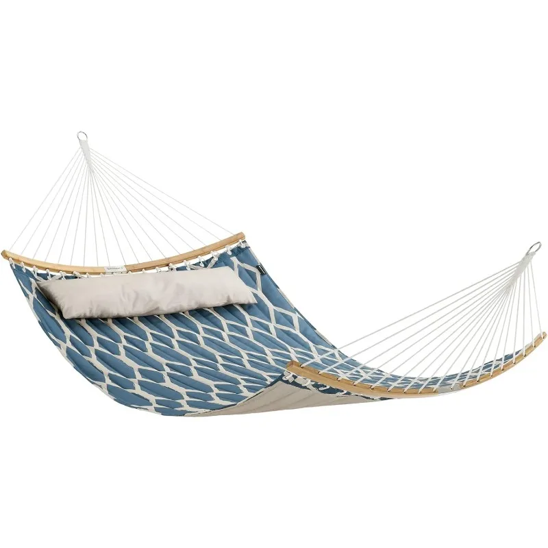 

Hammock, Quilted Hammock with Curved Bamboo Spreaders, Pillow, 78.7 x 55.1 Inches, Portable Padded Hammock Holds up to 495 lb,