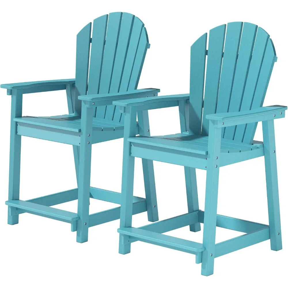 

outdoor tall adirondack chairs set of 2, widened arms patio bar stool chair with high back, 400lbs, all-weather balcony chair