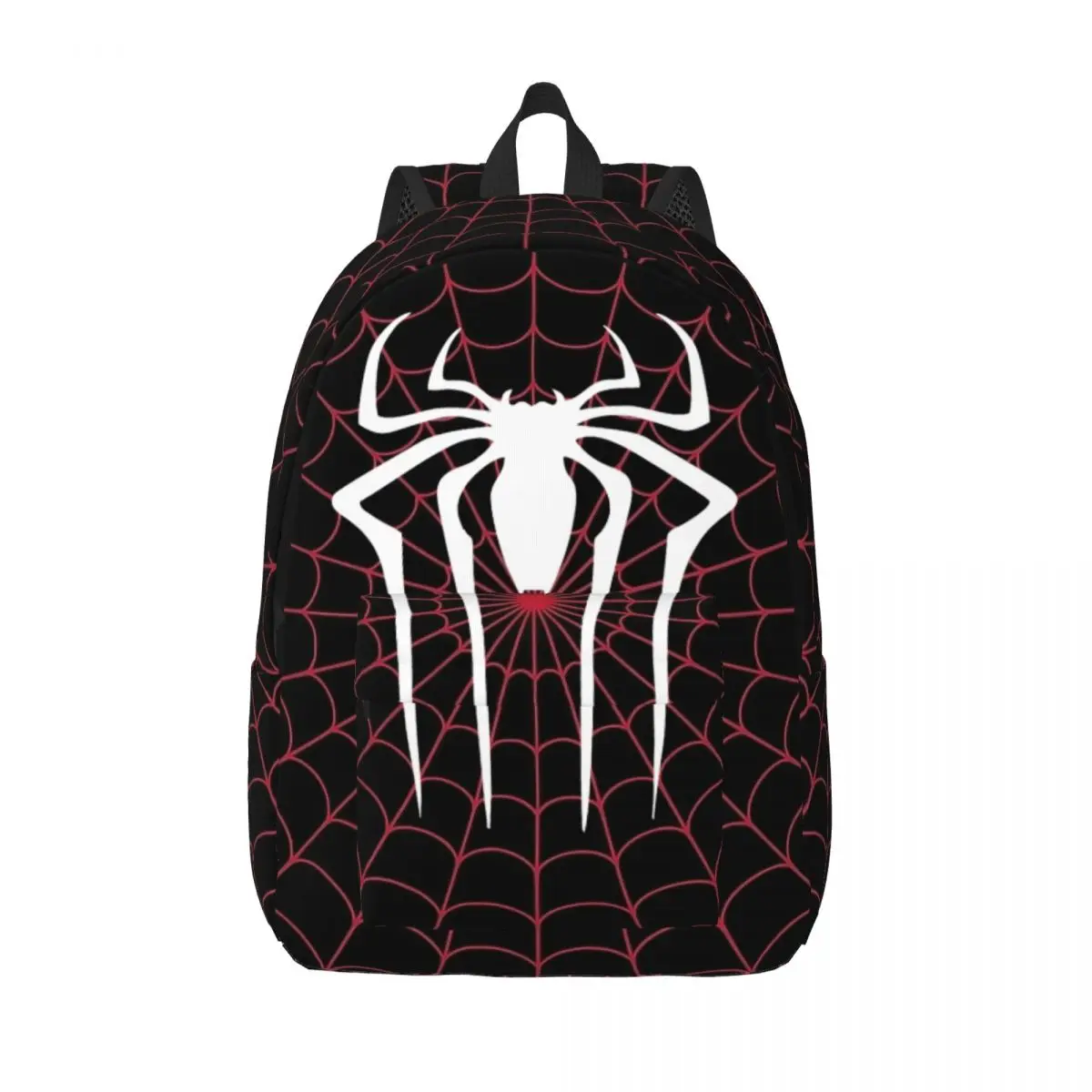 Tela de araña negra y roja para hombres y mujeres, mochila escolar para estudiantes, mochila de día, Universidad media y alta, al aire libre