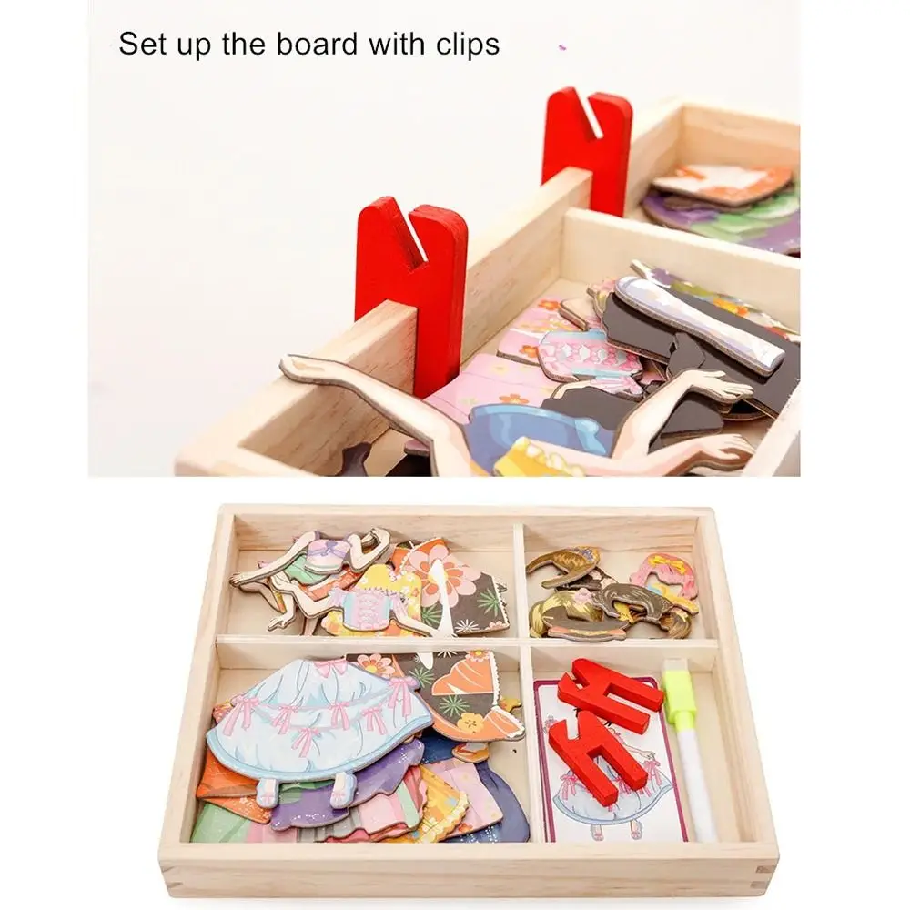 ปริศนาไม้แม่เหล็ก 3 มิติ ใช้ซ้ำได้ พร้อมฝาปิด สติ๊กเกอร์แม่เหล็ก กระดานดำ จัดเก็บง่าย กระดานวาดภาพไวท์บอร์ด ของขวัญสำหรับเด็ก