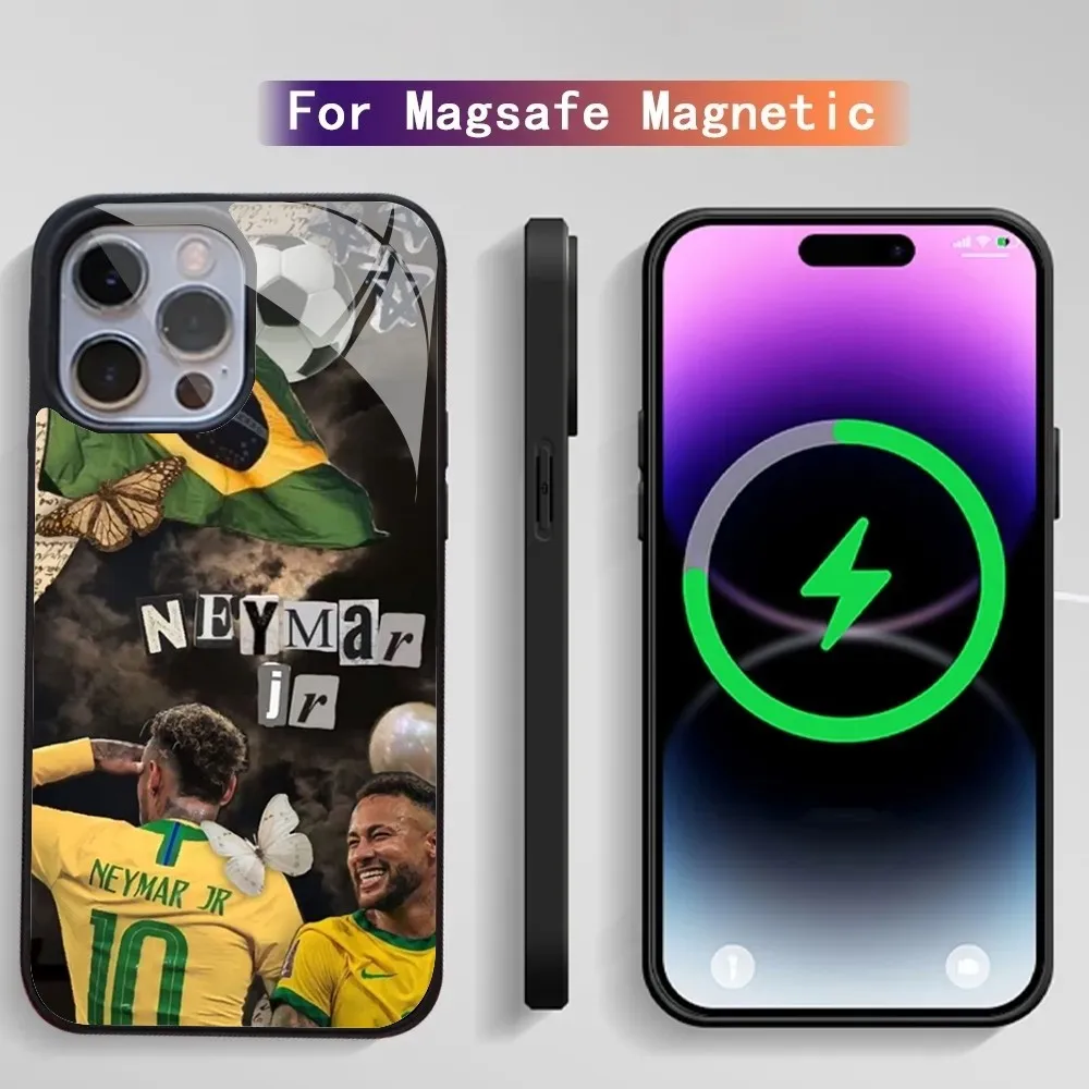 Football N-Neymar Phone Case For IPhone 15 14 13 Pro Max 11 12 Mini Alex Mirror For Magsafe Wireless Charging Cover