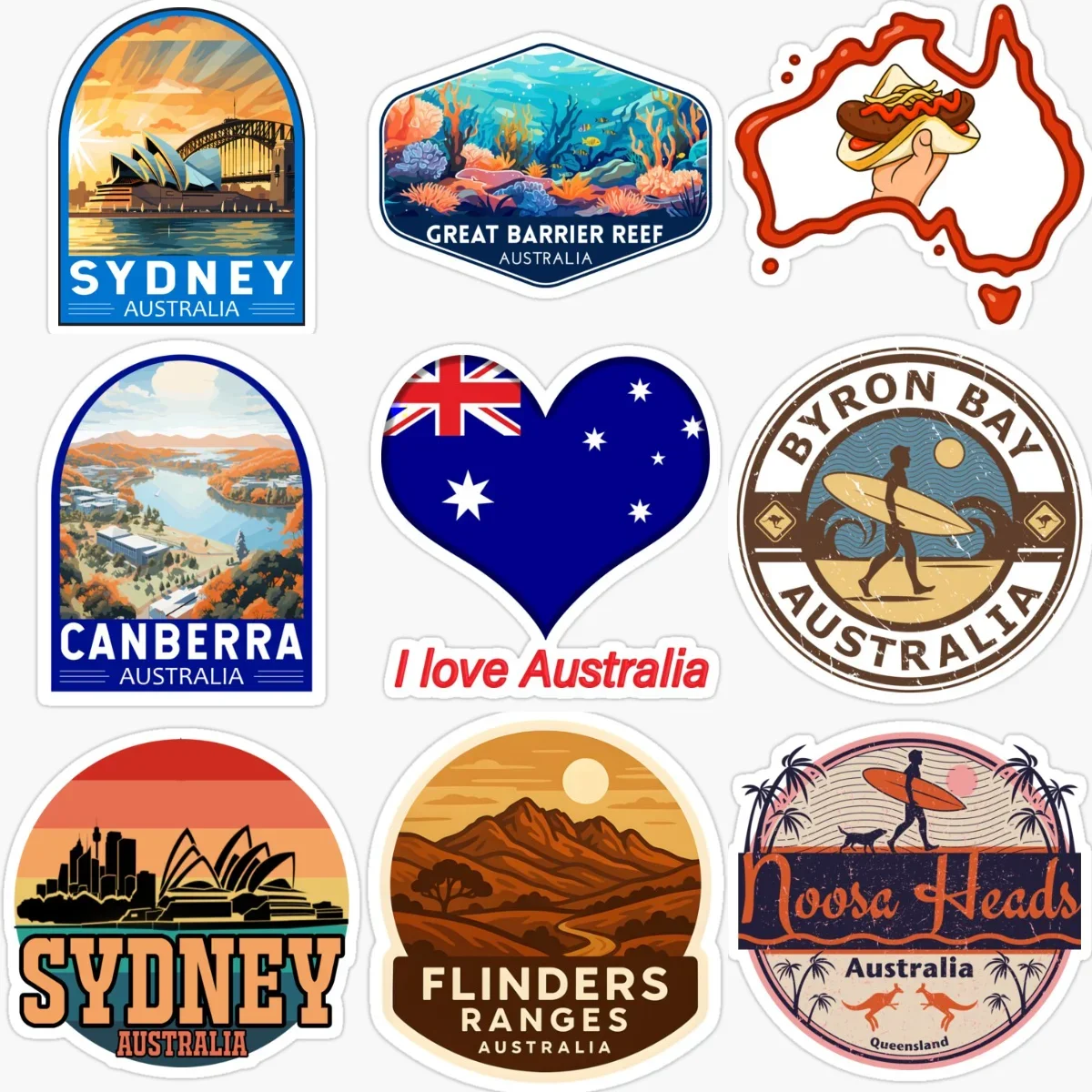 

AUS Australia Flag Map Emblem Creative Waterproof Car Stickers for Car Bicycle Van Helmet Window Off-road Decoration Accessories