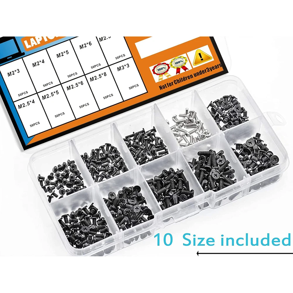 500 قطعة M2 M2.5 M3 محمول الكمبيوتر المحمول طقم مسامير ربط فيليبس شقة رئيس مسامير مجموعة ل IBM HP ديل لينوفو سامسونج سوني توشيبا #4