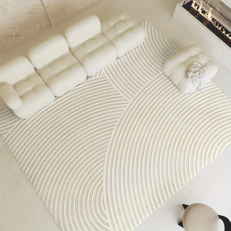 1pc Imitation Cashmere Material Living Room Large Area Carpet Minimalist Lines Thickened Fluffy Soft Carpets Bedroom Bed Rug