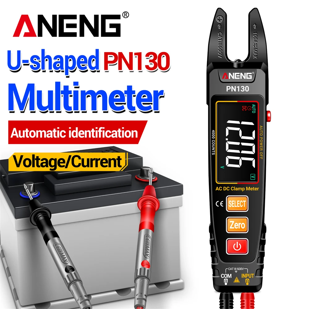 

ANENG PN129/PN130 Clamp Meter U-shaped 4000 Counts Resistance Pliers Tester AC/DC Voltage Current Tools