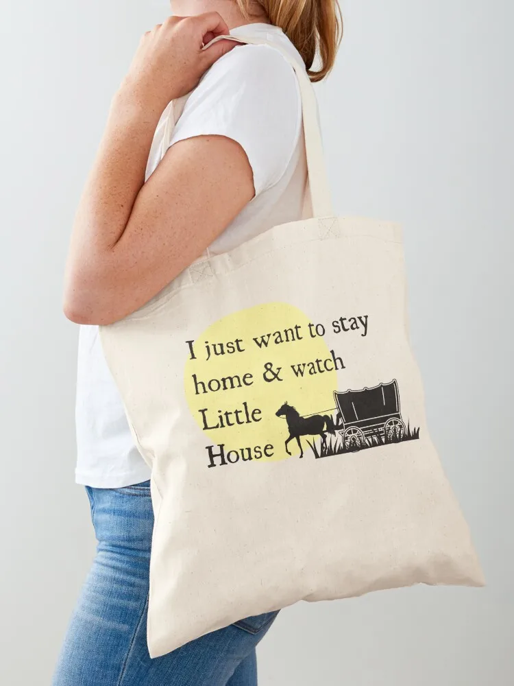 Stay Home & Watch Little House Tote Bag reusable shopping bag bag for beach custom tote large size bags