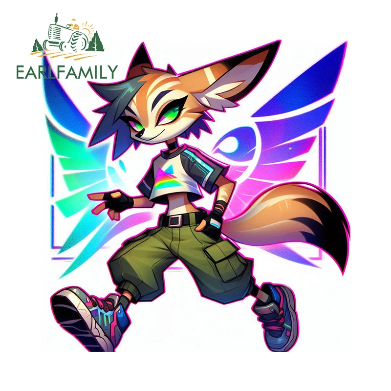 EARLFAMILY Cool Funny Furry Car Stickers Eye-catching Picture Style Luggage Toolbox Decal Scratch-Proof Car Wrap for Fans