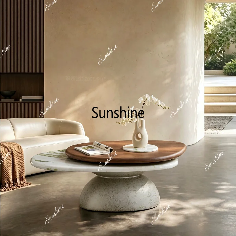 Natural luxury stone coffee table can be stretched and deformed, modern light luxury home living room
