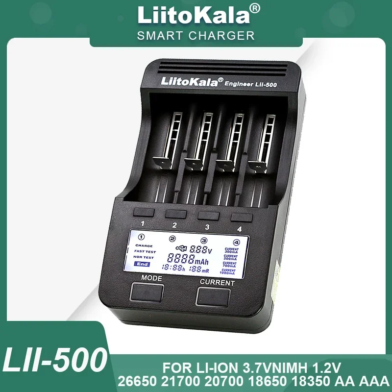 LiitoKala Lii-500 lii600 lii500s PD4 LCD 3.7V li-ion 18650/26650/16340/14500/10440/18500 1.2V ni-mh AA/AAA inteligentna ładowarka akumulatorowa