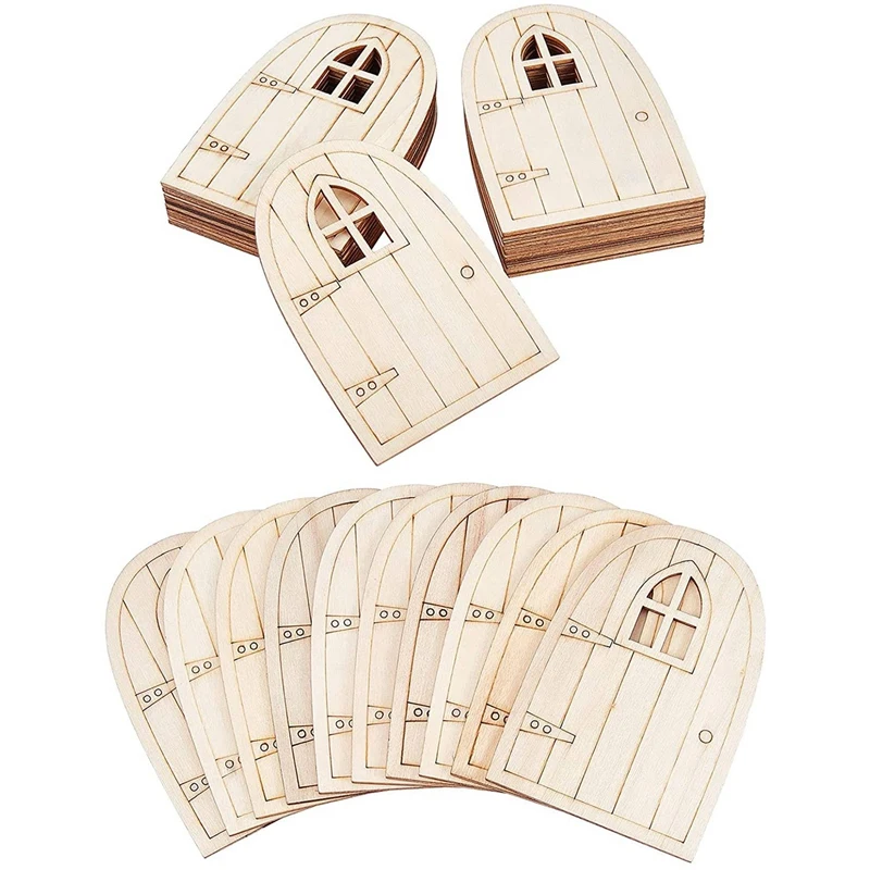 미도색 시뮬레이션 나무 요정 미니 빈 정원 할로우 아웃 엘프 문짝, 미니어처 DIY 공예 장식, 30 개