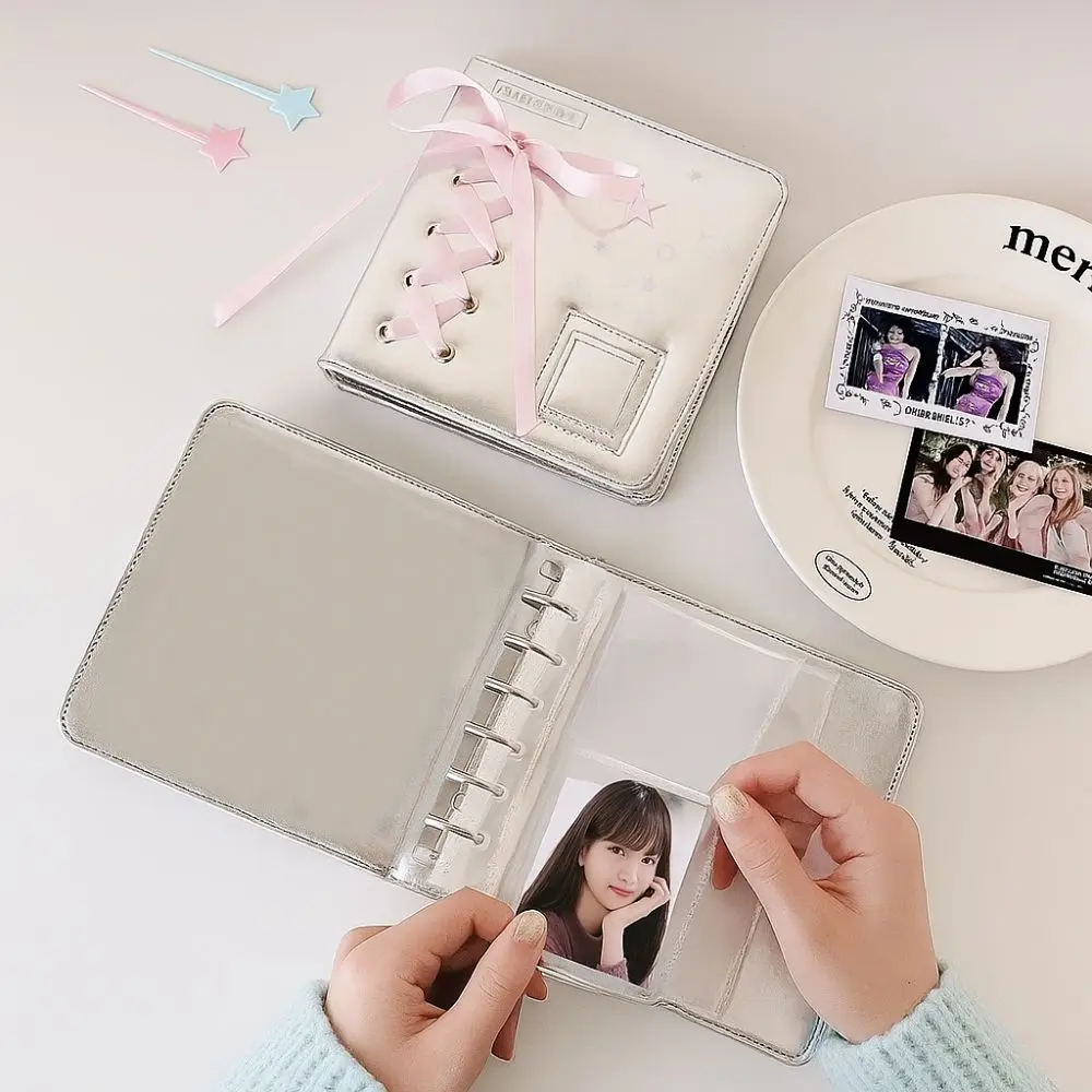 

Balletcore A5/A7 Binder Notebook Cover Bow Silk Ribbon Loose Leaf Photo Album Cover Silver 6 Ring Binder Photocard Cover Notes