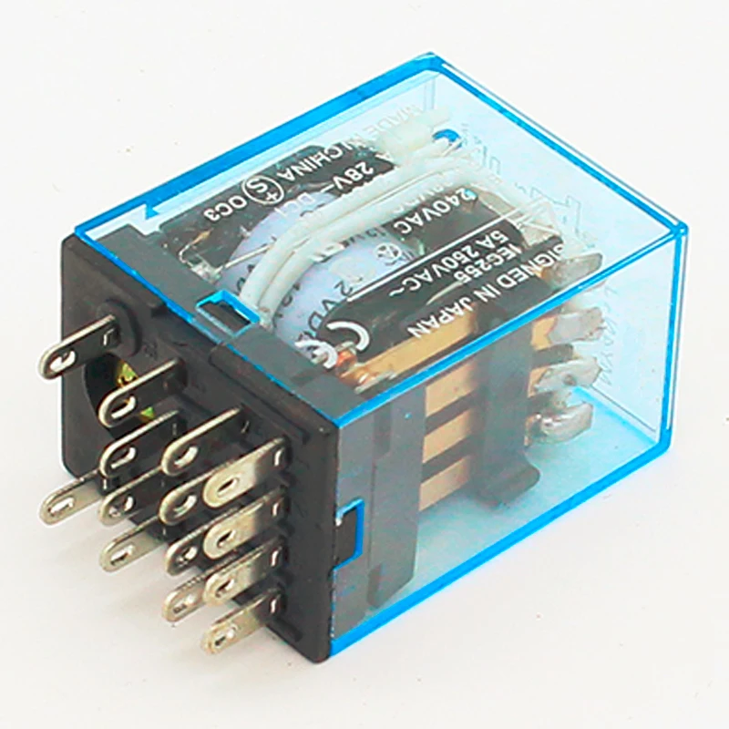 MY4 Power Relay MY4NJ with Din Rail Mount Socket Base 14 Pins 12V/24V 110V/220V MY4N Relay Switch