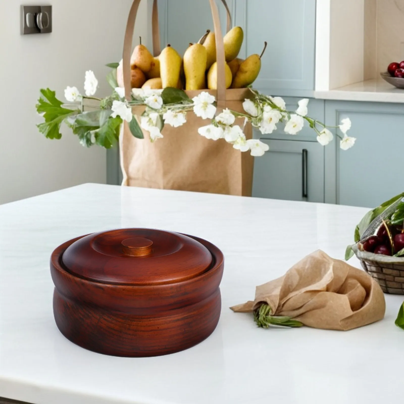 

Деревянная миска с крышкой для детей: безопасная, из натурального дерева, для фруктов, салатов, десертов, супов, закусок – для дома, школы, детского сада