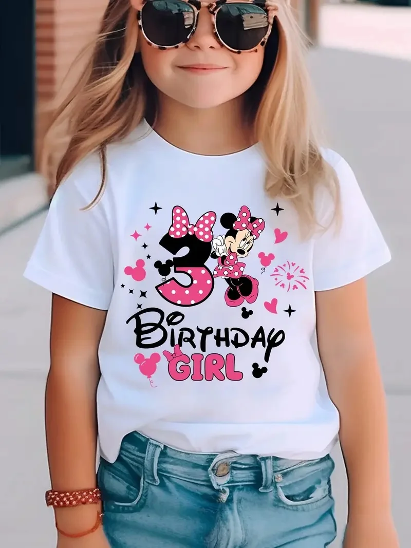 

2025 New Disney Pattern Printed Children's Street Fashion Trend Short Sleeve Pure Cotton Round Neck T-shirt
