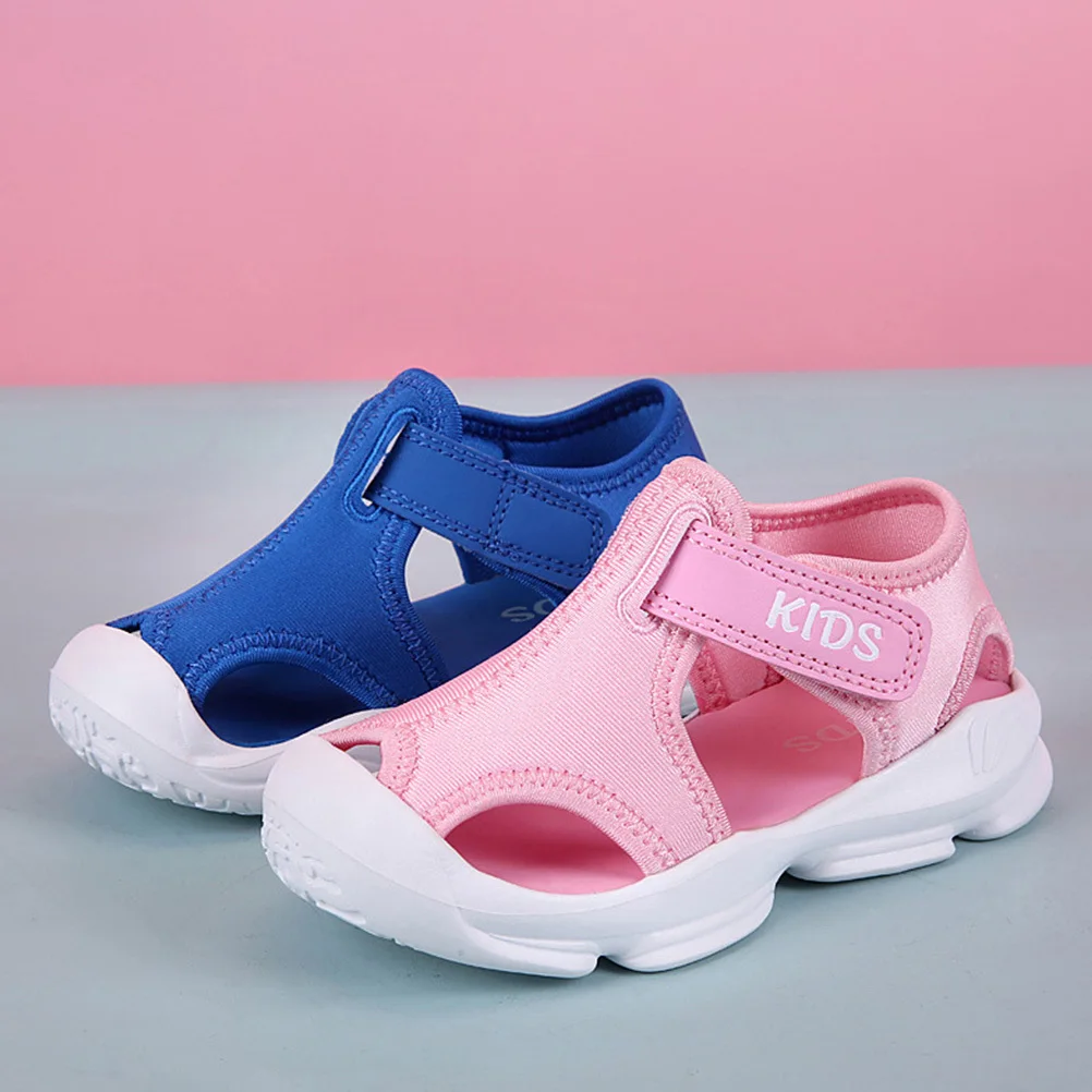 

Summer Shoes Beach Kids Sandals Non-slip Simple for Girls Stick-on Flat Heel Children