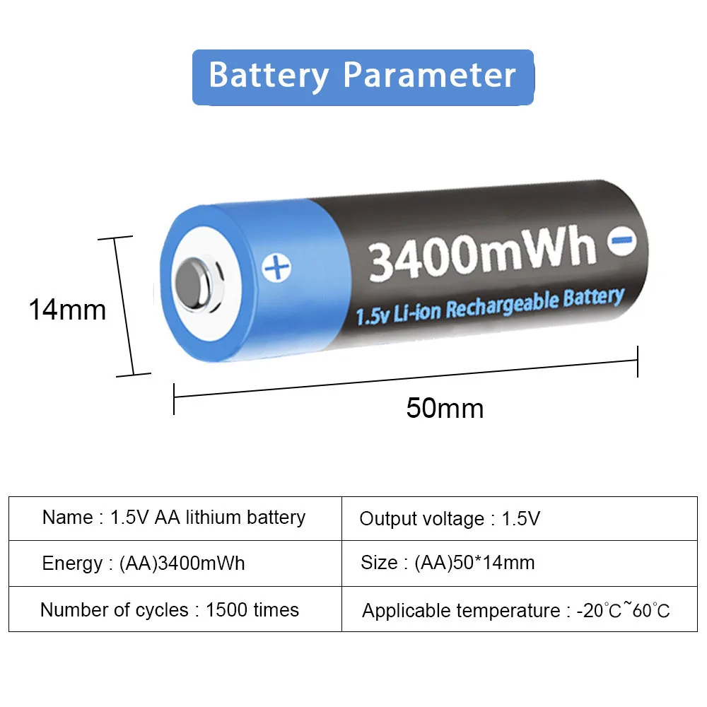 AJNWNM 100% oryginalny akumulator 1,5 V AA 3400 mWh akumulator litowo-jonowy AA 1,5 V akumulator AA