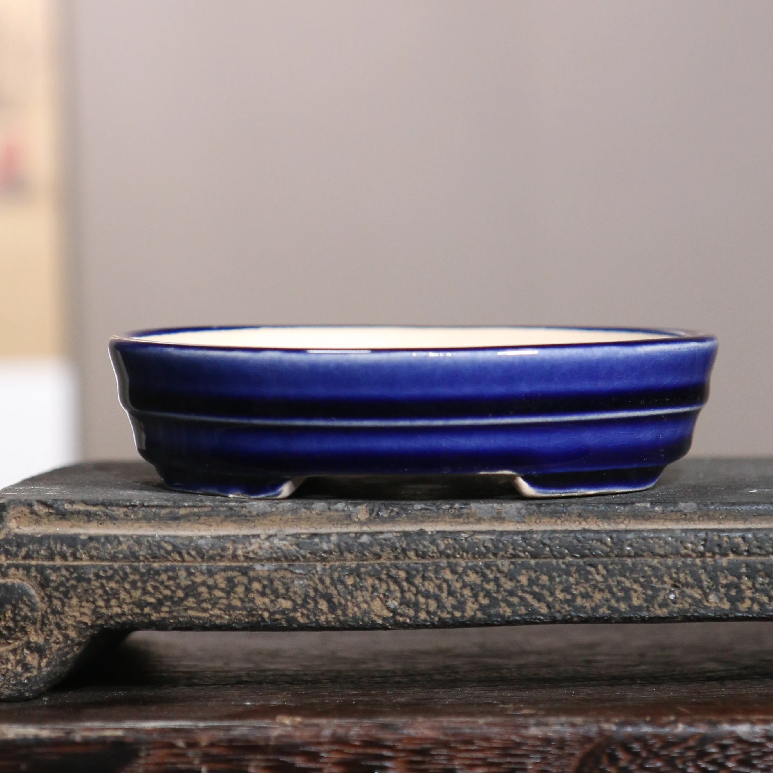Creative Purple Sand Flower Pot Ceramic Bonsai Pot Retro Succulent Decorative Pot Round Pot Japanese Desktop Flower Pot LC646