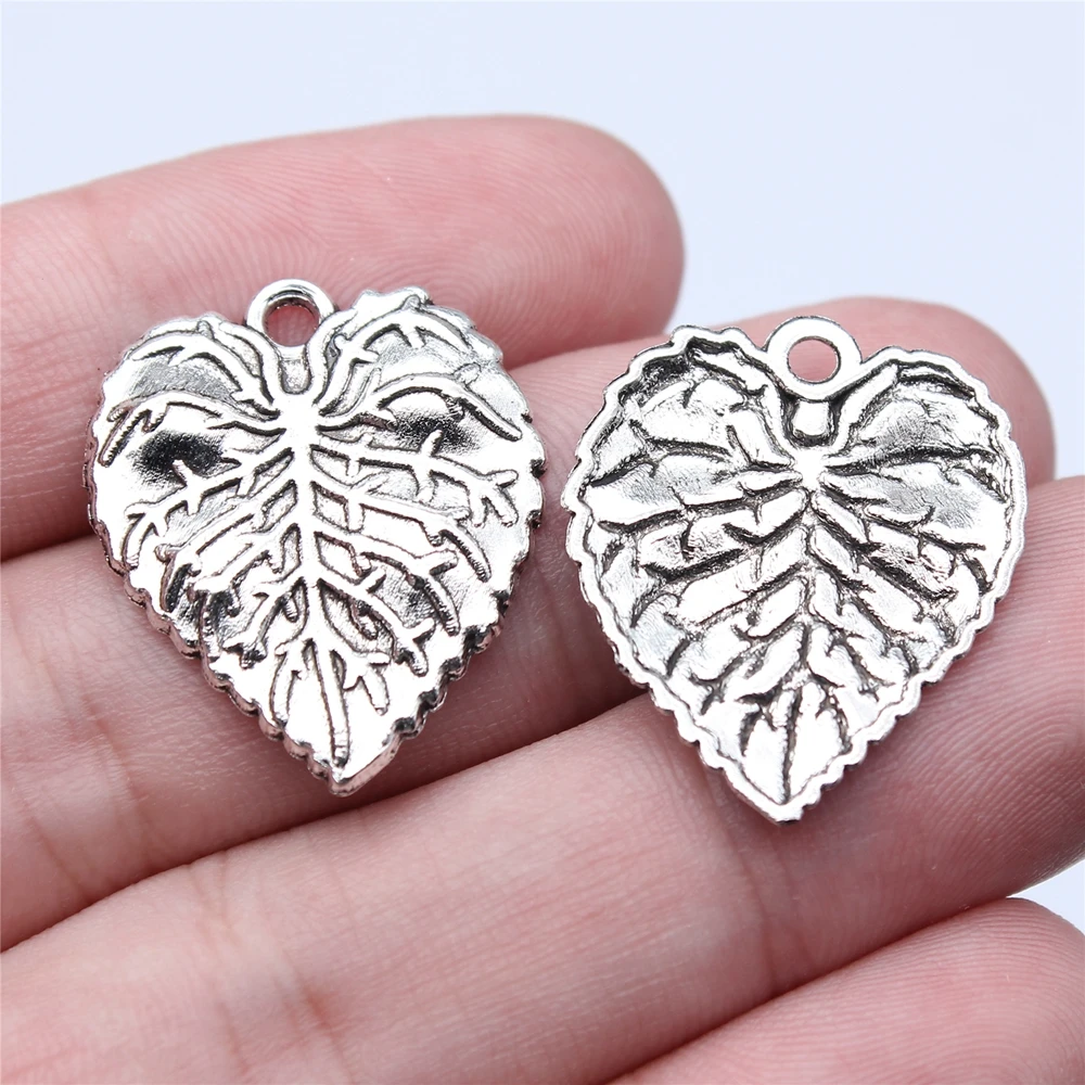 WYSIWYG 10pcs 26x21mm 2 Colors Leaf Charms For Jewelry Making DIY Jewelry Findings 