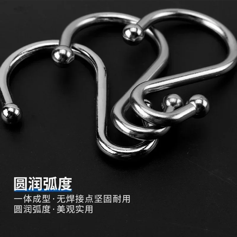 S-Hook Bathroom Metal S Type Kitchen Bedroom Wardrobe Office Hooks Stainless Steel Super Load-Bearing Ornaments Durable