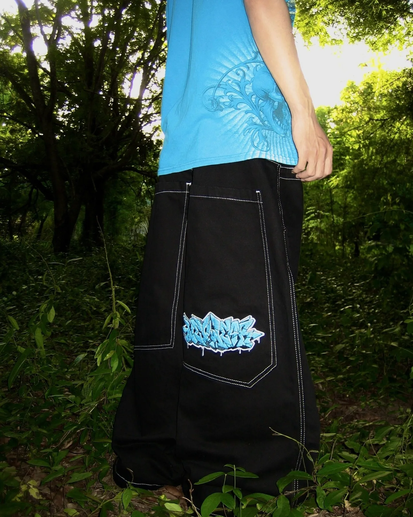 Wexwear ジーンズ新 Y2K 原宿ヒップホップレター刺繍レトロだぶだぶの 