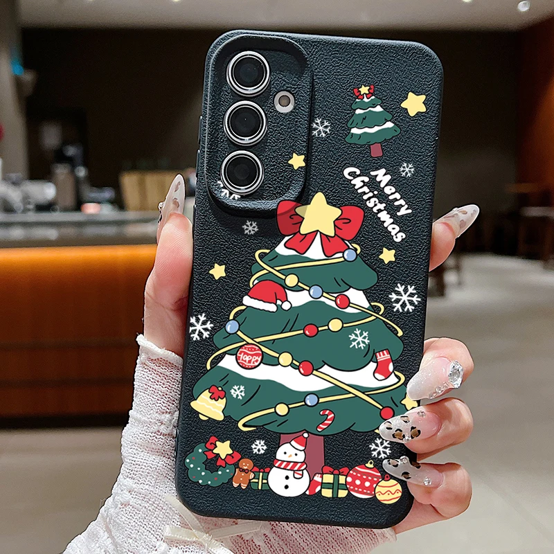 Christmas Tree Case For Samsung Galaxy A55 A35 A25 A15 S24 S23 S22 Ultra S21 S20 FE A16 A52 A53 A14 A34 A54 5G Soft Cover Gift