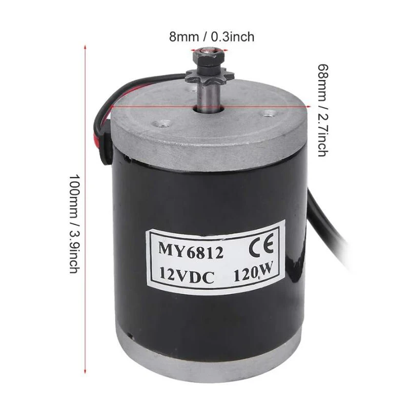 MY6812 100w 120W150WDC 12V/24V high speed motor , scooter small brush motor, Brush Motor with belt pulley for Electric Scooter