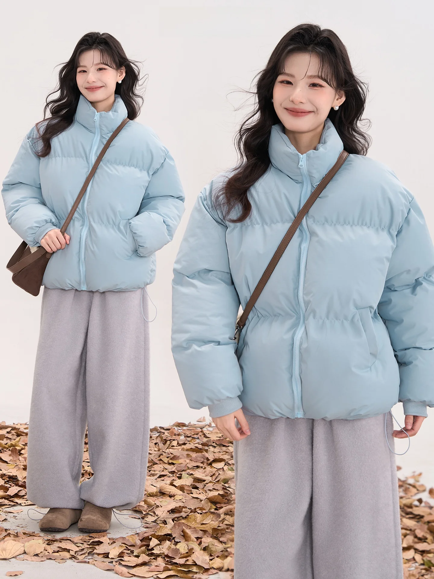 

Зимнее утепленное хлопковое пальто-пуховик для женщин с воротником-стойкой, теплое, однотонное, на молнии, длинное, для повседневной носки