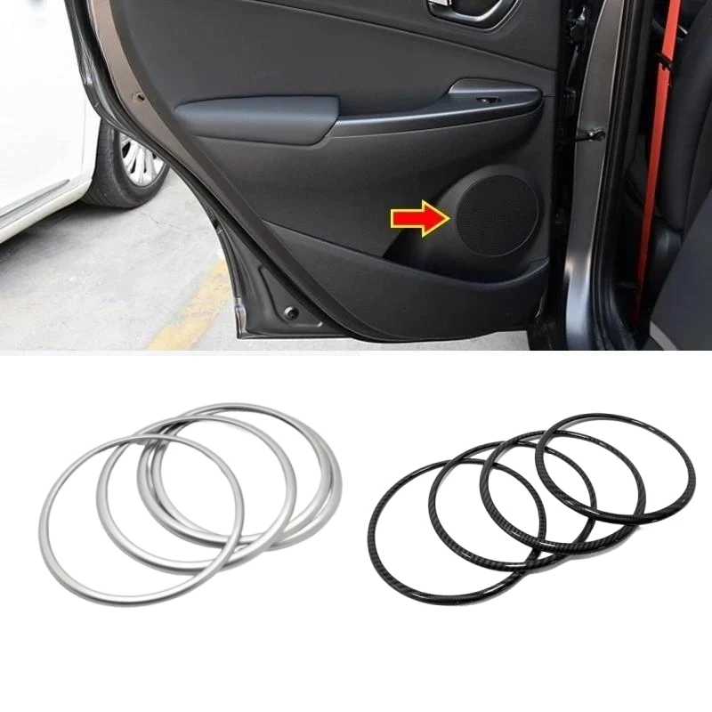 For Hyundai Kona Encino 2017-2020 ABS Matte Car Sticker Styling Audio Speak Sound Cover Ring circle trim frame Cover trim 4pcs