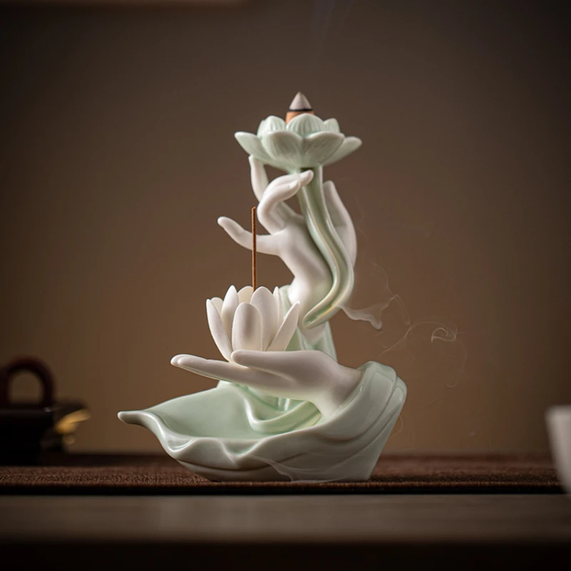 Creative Ceramic Buddha's-Hand Lotus Backflow Incense Incense Burner