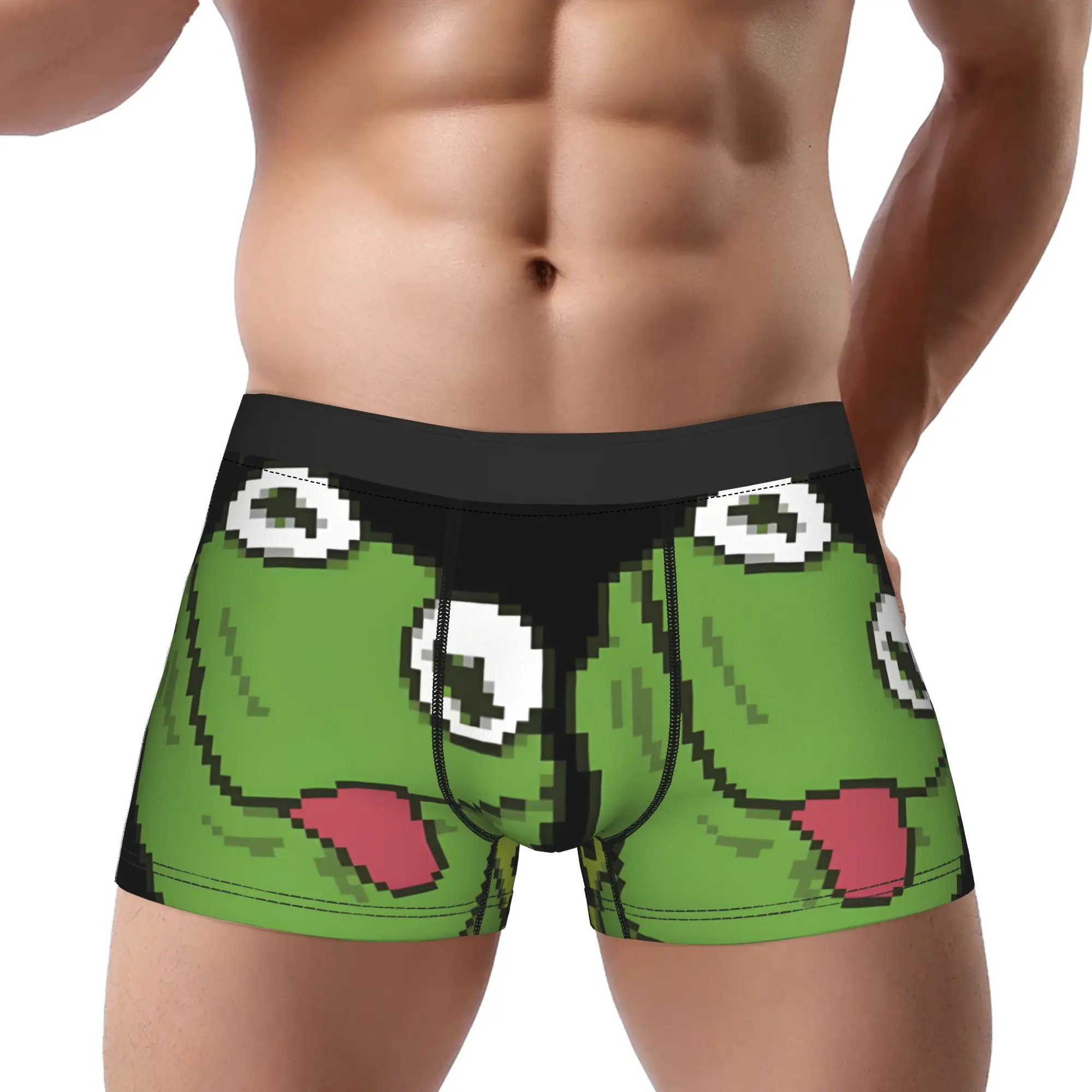 

1 шт. Трусы-боксеры для мужчин с изображением Кермита-лягушонка, удобные шорты-боксеры