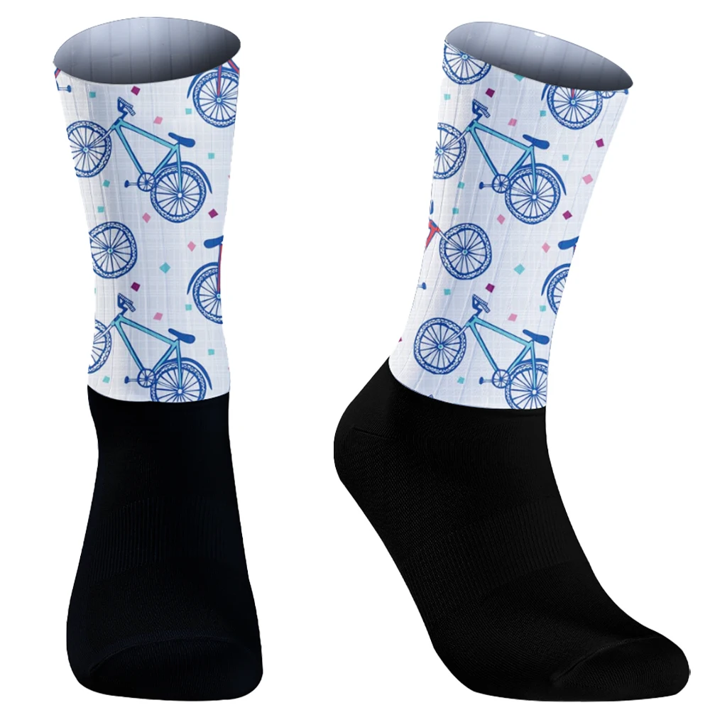 Respirável Pro Racing Sports Socks para homens e mulheres, meias ciclismo, sílica Gel, Aero Bike Team, Novo