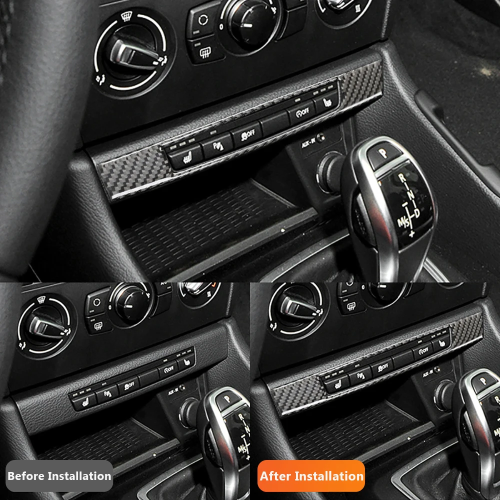 For BMW X1 E84 2009-2015 Carbon Fiber Car Driving Center Control Switch Frame Decorative Stickers Auto Interior Accessoriess