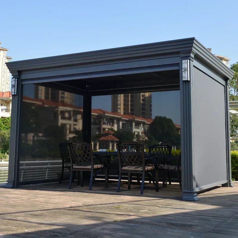 Outdoor aluminum alloy pavilion villa courtyard garden four corner  terrace modern new Chinese electric pavilion