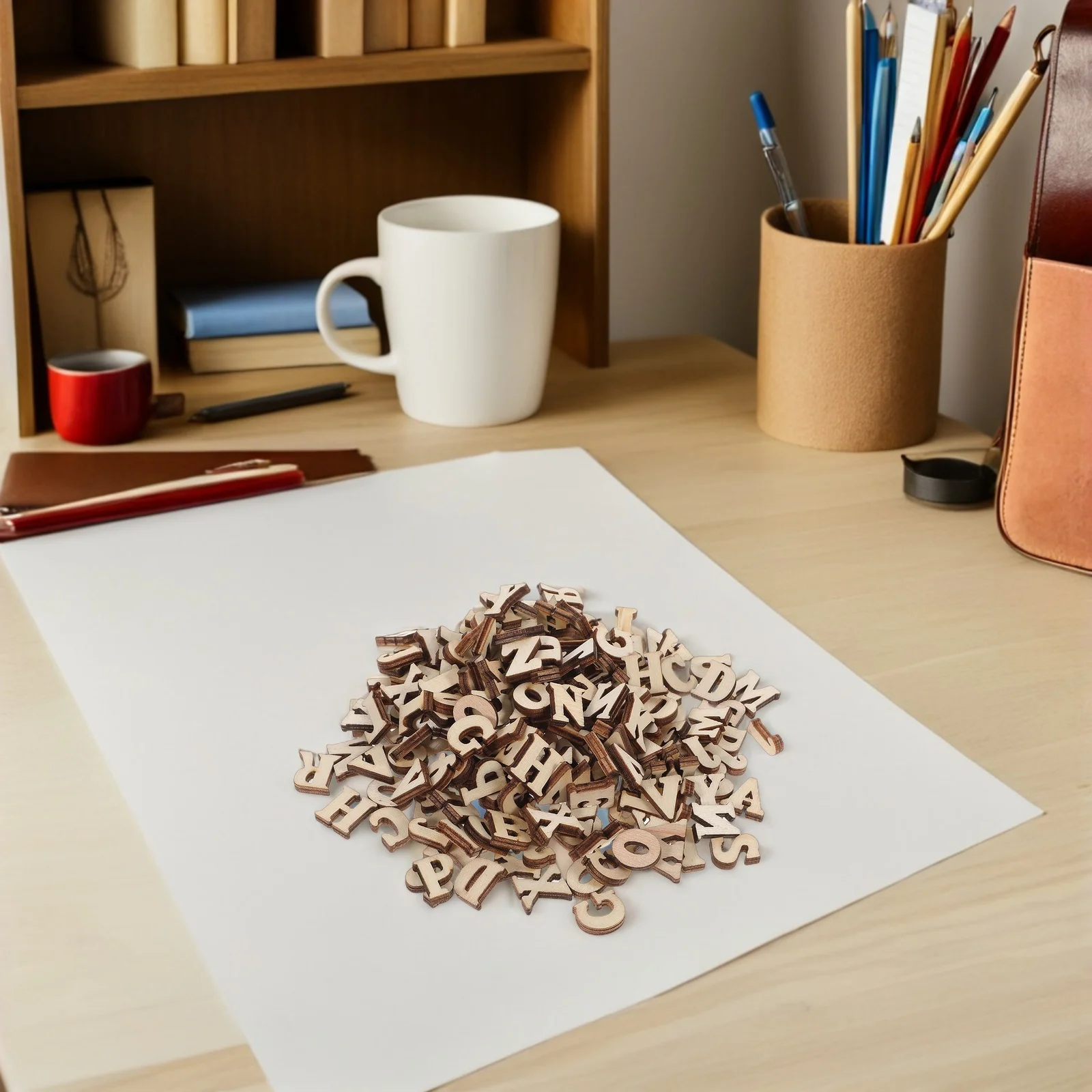 Petites lettres en bois de 0.59 pouces, pièces de l'alphabet vierges pour bricolage, artisanat d'intérieur de la maison, projets de peinture personnalisés naturels, 416 pièces